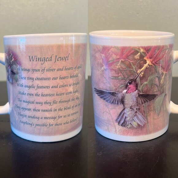 Vintage THIRSTYSTONE Hummingbird WINGED JEWEL Poem Mug ~ Christopher Griffins - Picture 1 of 11